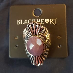 Black Heart Amethyst Ring